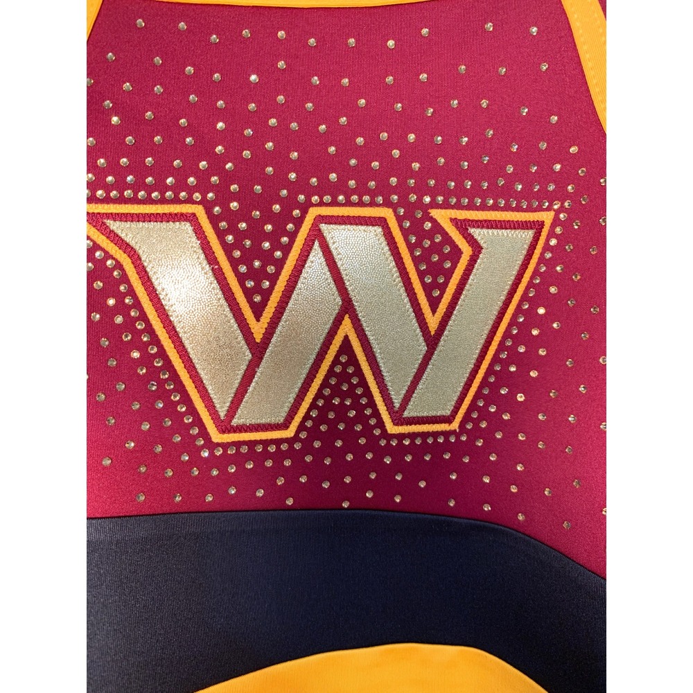 Washington Commanders Pro NFL Cheerleader Uniform Top Burgundy Gold Long Slv / M - Picture 7 of 12